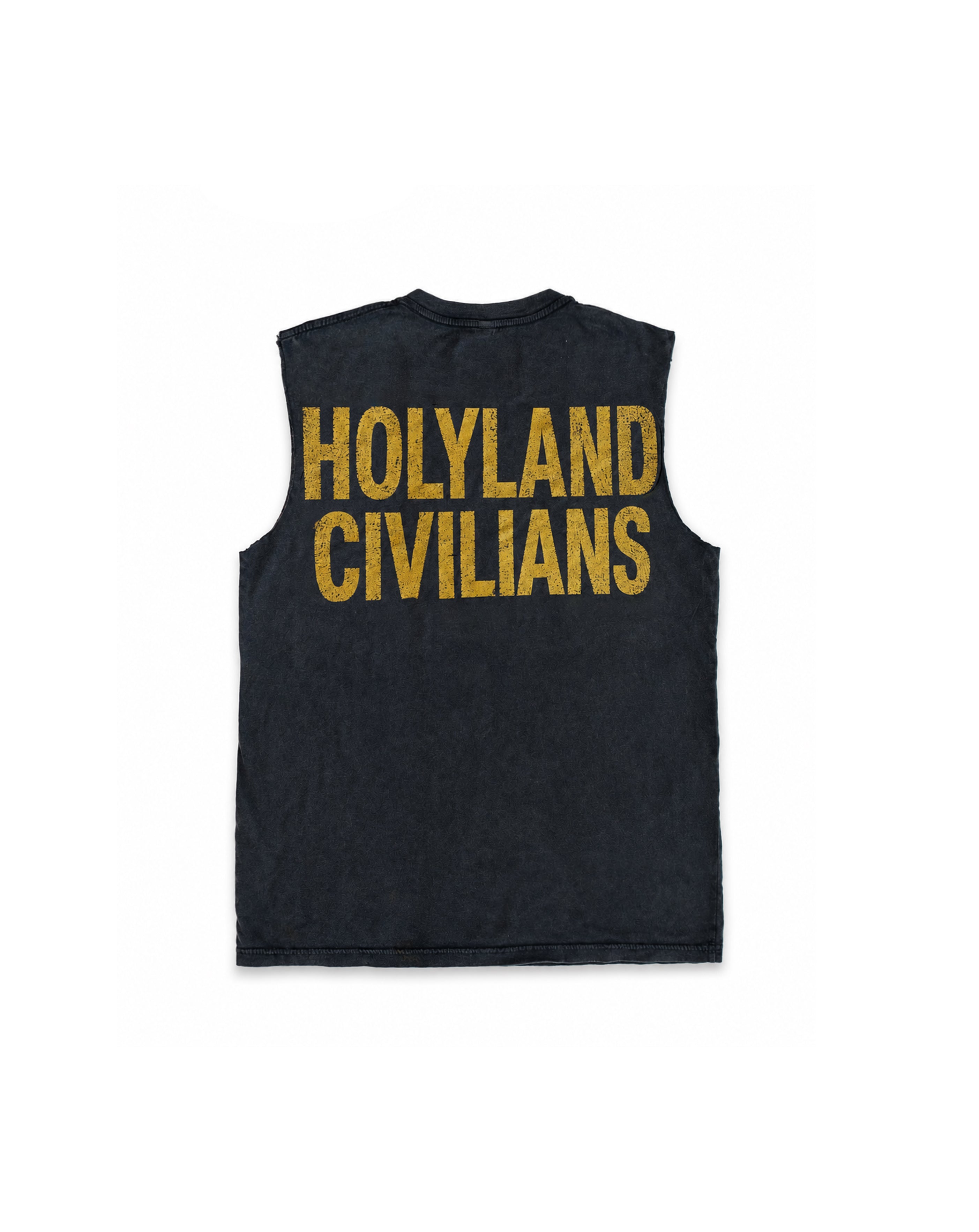 HOLYLAND CIVILIANS GOLD SLEEVELESS TANK HOLYLAND CIVILIANS IL